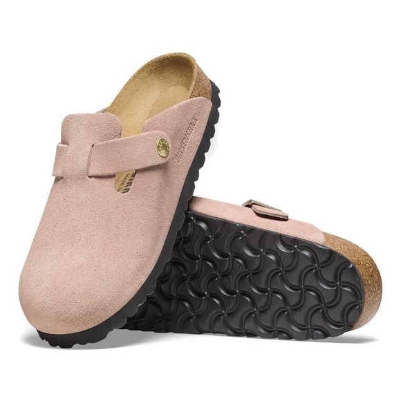Birkenstock Shoes - Birkenstock Boston Clogs Suede Leather - Light Rose Pink size 39 8 8.5